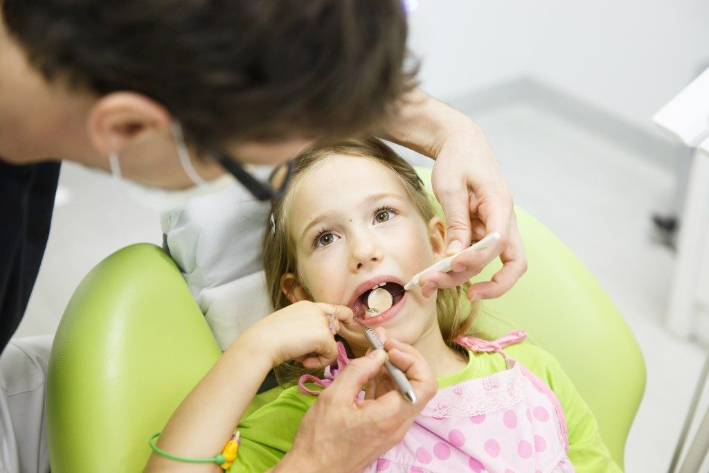 Little girl at a dental appointment