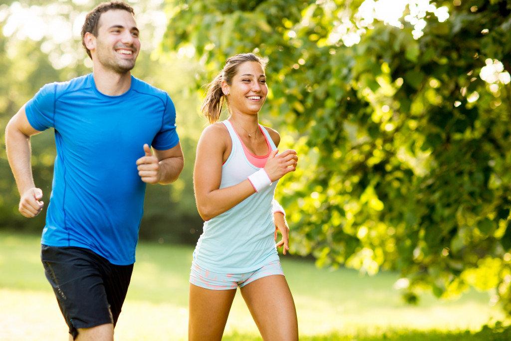 two people jogging together